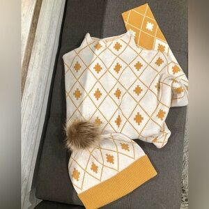 NWOT Rachel Zoe Sweater+Hat XS-S